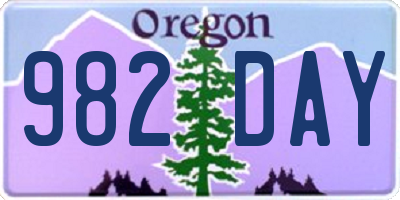 OR license plate 982DAY
