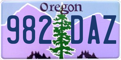 OR license plate 982DAZ