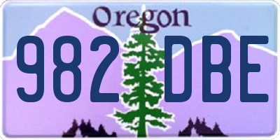 OR license plate 982DBE