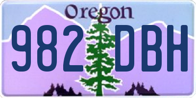 OR license plate 982DBH