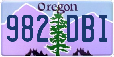 OR license plate 982DBI