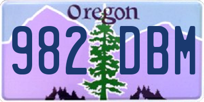 OR license plate 982DBM