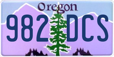 OR license plate 982DCS