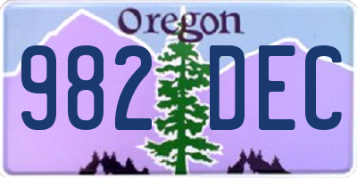 OR license plate 982DEC
