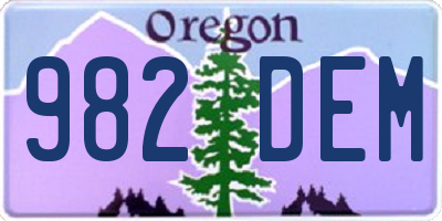 OR license plate 982DEM