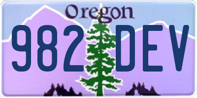 OR license plate 982DEV