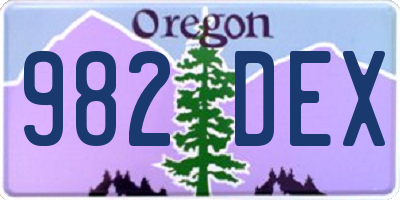 OR license plate 982DEX