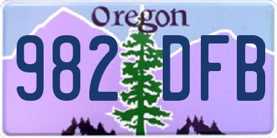 OR license plate 982DFB