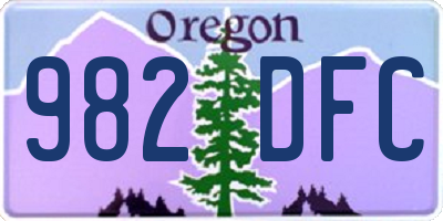 OR license plate 982DFC