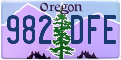 OR license plate 982DFE