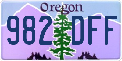 OR license plate 982DFF
