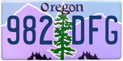 OR license plate 982DFG