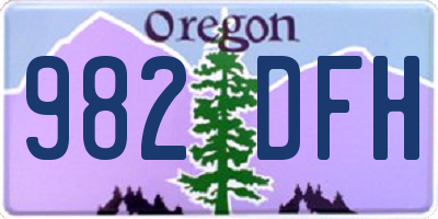 OR license plate 982DFH