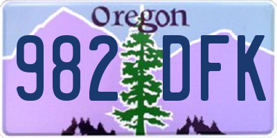 OR license plate 982DFK