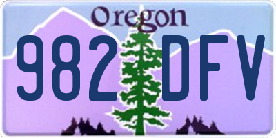 OR license plate 982DFV