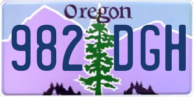 OR license plate 982DGH
