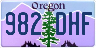 OR license plate 982DHF