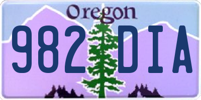 OR license plate 982DIA