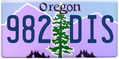 OR license plate 982DIS