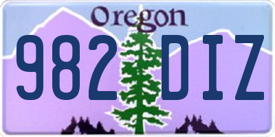 OR license plate 982DIZ