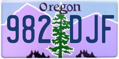 OR license plate 982DJF