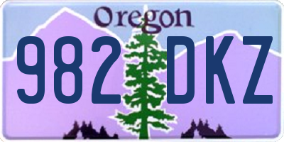 OR license plate 982DKZ