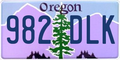 OR license plate 982DLK