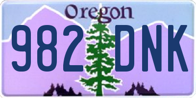 OR license plate 982DNK