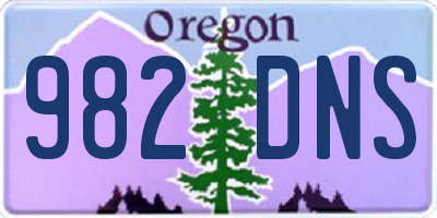 OR license plate 982DNS