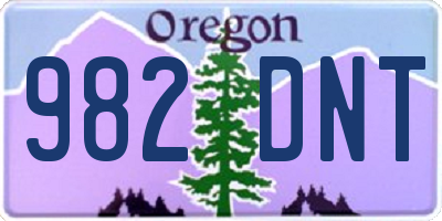 OR license plate 982DNT