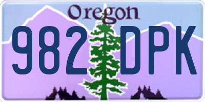 OR license plate 982DPK
