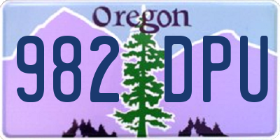 OR license plate 982DPU