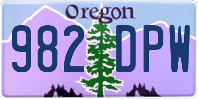 OR license plate 982DPW