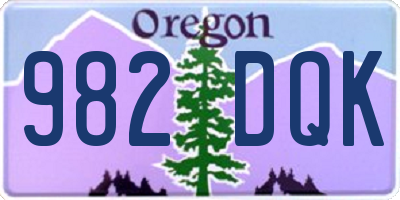 OR license plate 982DQK