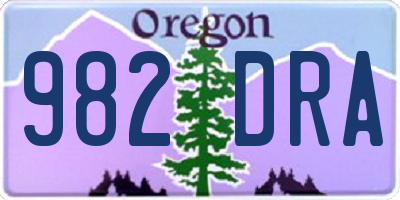 OR license plate 982DRA