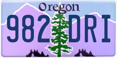 OR license plate 982DRI
