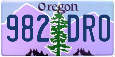 OR license plate 982DRO