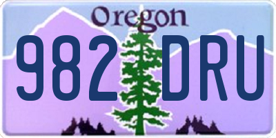 OR license plate 982DRU