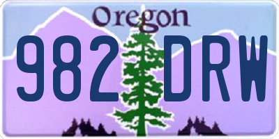OR license plate 982DRW