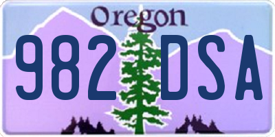 OR license plate 982DSA