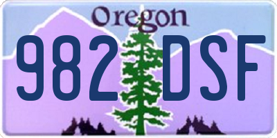 OR license plate 982DSF