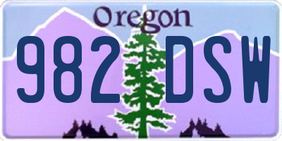 OR license plate 982DSW