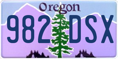 OR license plate 982DSX