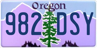 OR license plate 982DSY