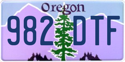 OR license plate 982DTF