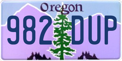 OR license plate 982DUP