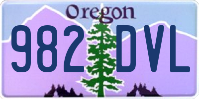 OR license plate 982DVL