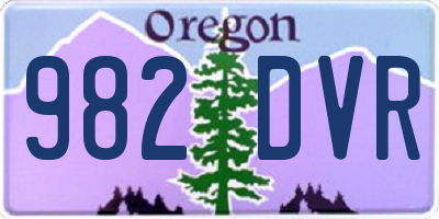OR license plate 982DVR