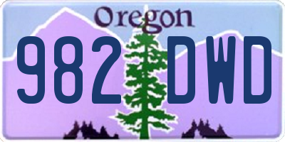 OR license plate 982DWD