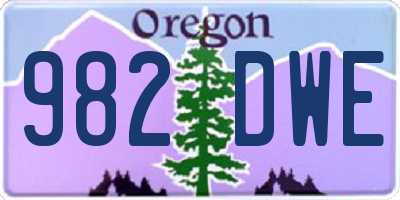 OR license plate 982DWE